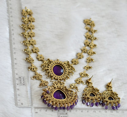 Antique cz white-purple double layer flower victorian rani short haar set dj-49061