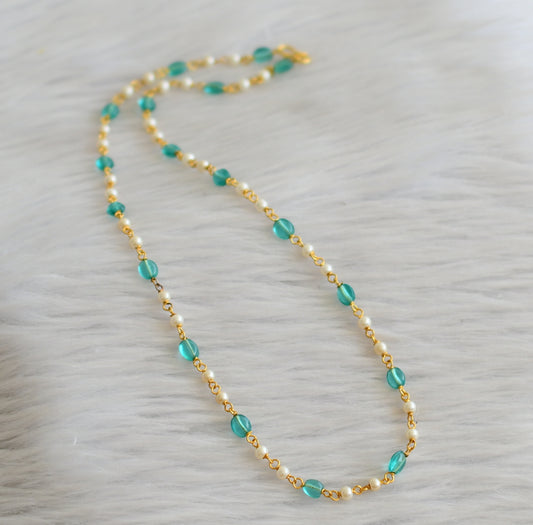Gold tone 18 inches sea green-pearl chain dj-45563