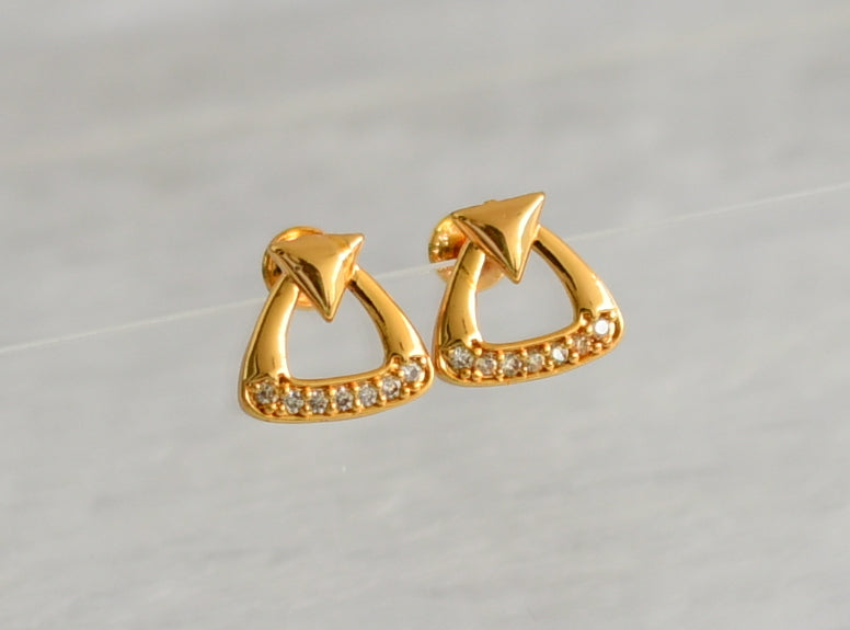 Gold tone cz white stone earrings dj-47297