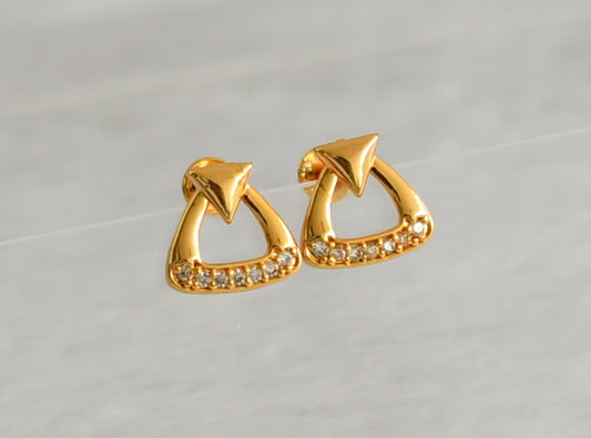 Gold tone cz white stone earrings dj-47297