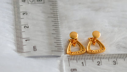 Gold tone cz white stone earrings dj-47297