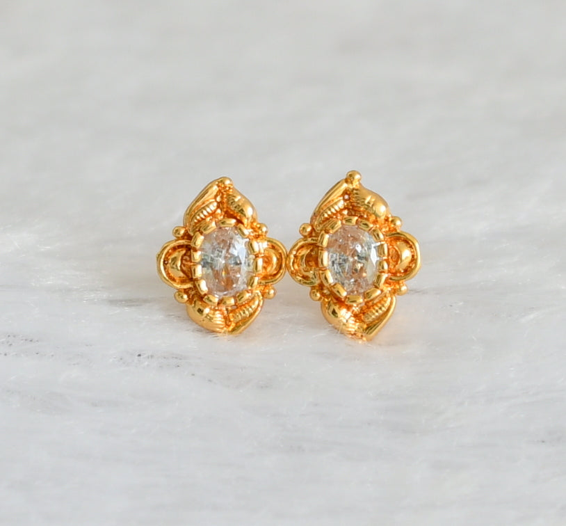 Gold tone cz white earrings dj-47295