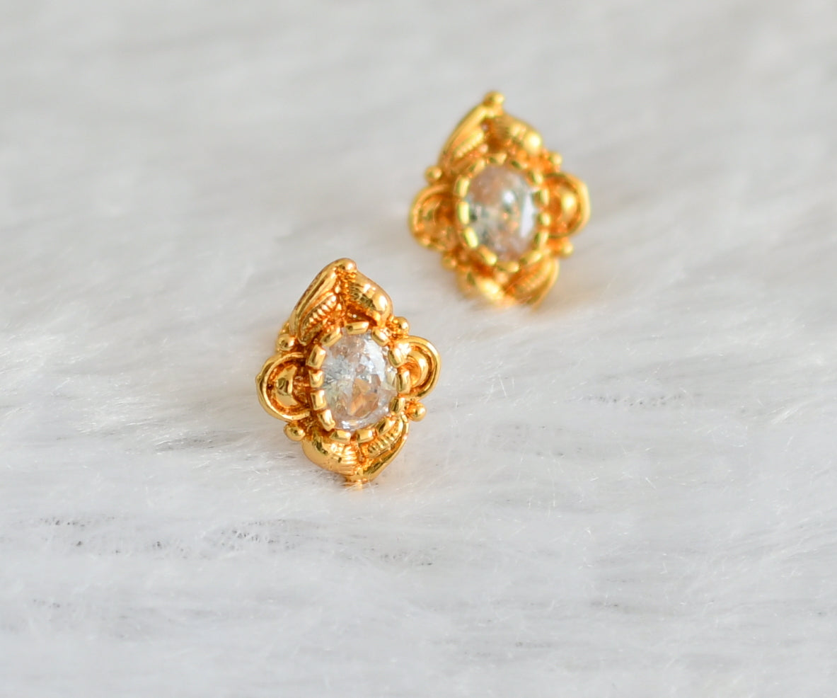 Gold tone cz white earrings dj-47295