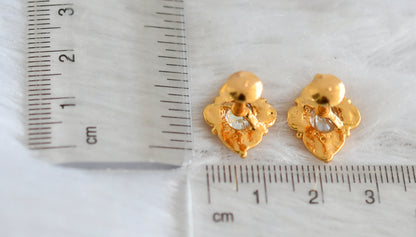 Gold tone cz white earrings dj-47295