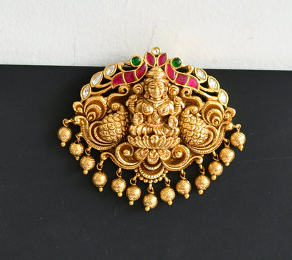Antique gold tone Jadau lakshmi peacock hair jewel dj-51014