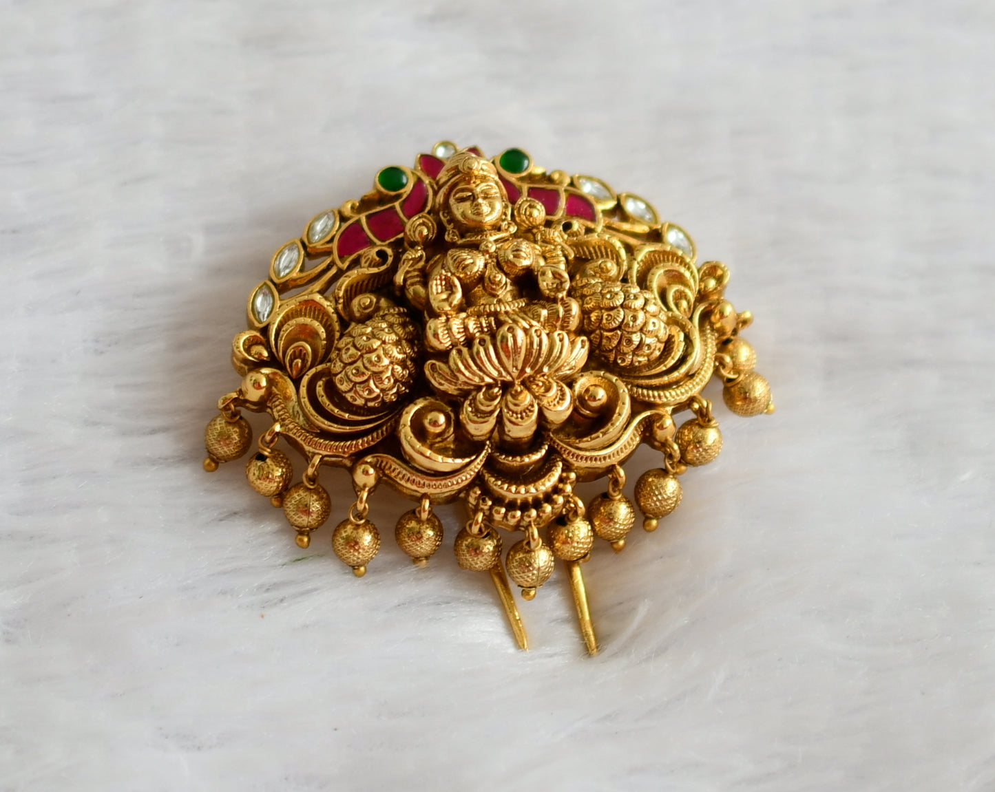 Antique gold tone Jadau lakshmi peacock hair jewel dj-51014