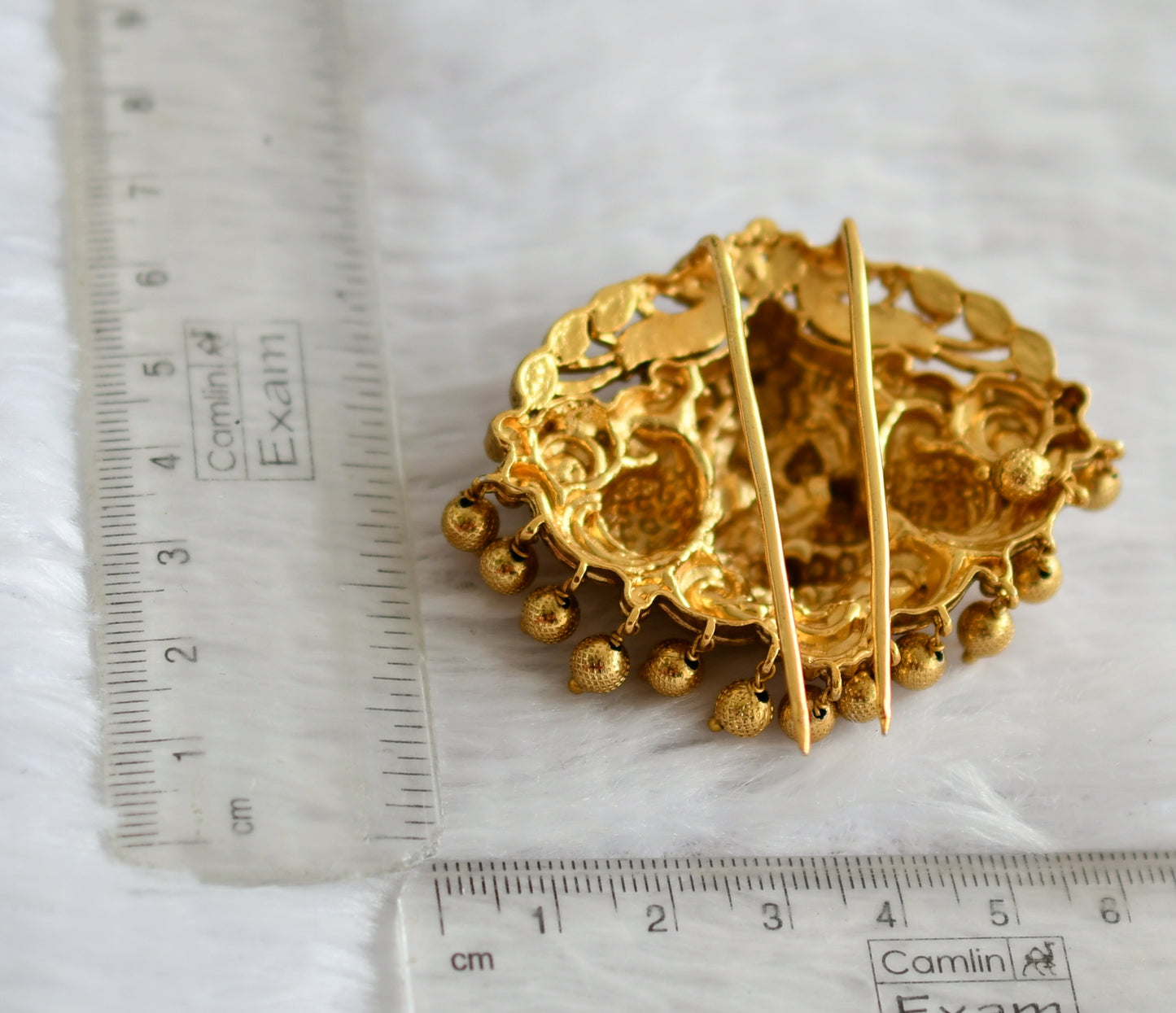 Antique gold tone Jadau lakshmi peacock hair jewel dj-51014