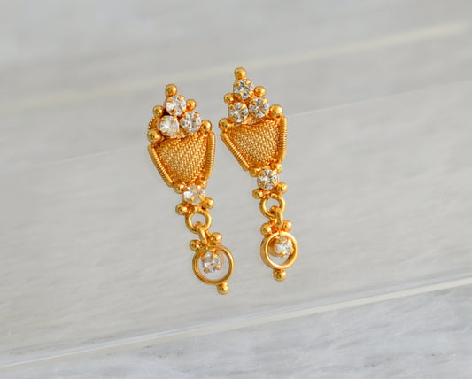 Gold tone white stone earrings dj-47269