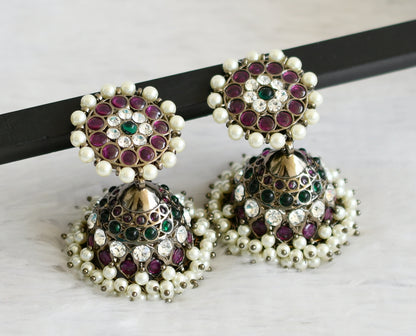 Black finish precious kemp pearl big jhumkka Dj-50727