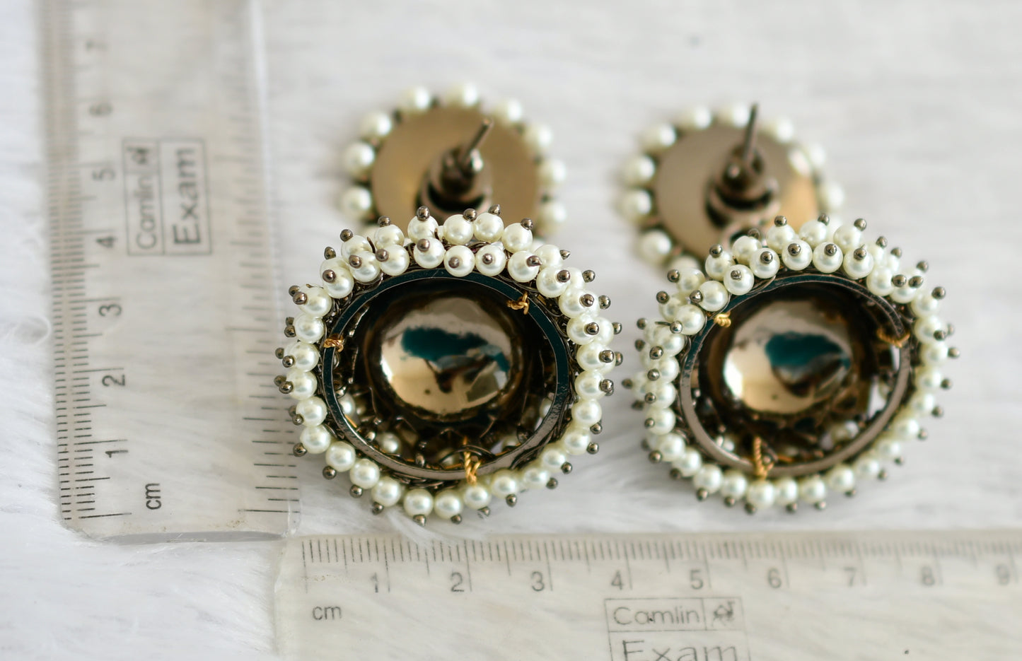 Black finish precious kemp pearl big jhumkka Dj-50727