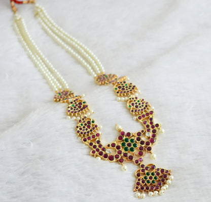 Gold tone precious kemp-green-white pearl peacock haar dj-51016