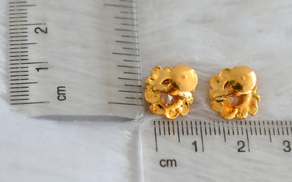 Gold tone gold round stone earrings dj-47281