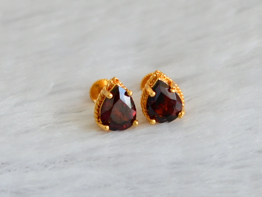 Gold tone brown thilak stone earrings dj-47276