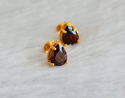 Gold tone brown thilak stone earrings dj-47276