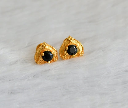 Gold tone black heart earrings dj-47285