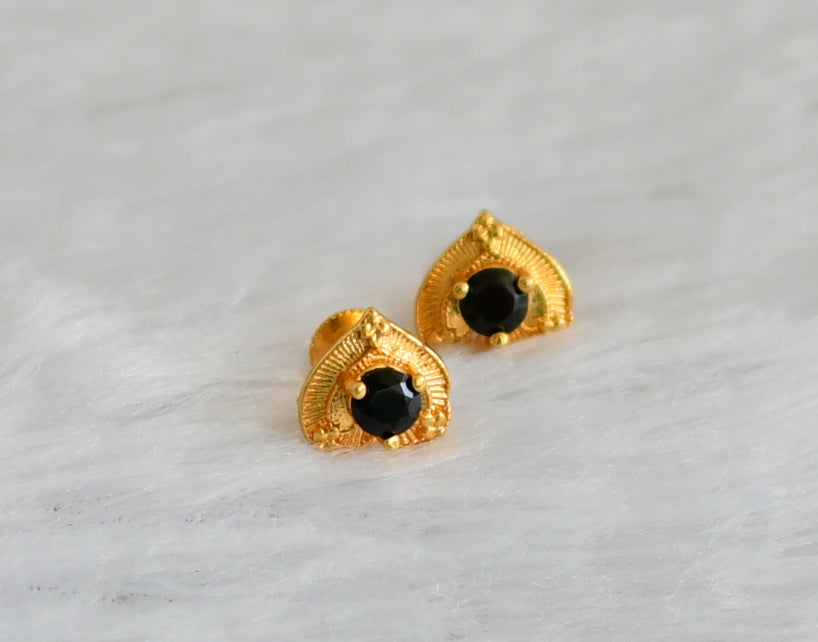 Gold tone black heart earrings dj-47285