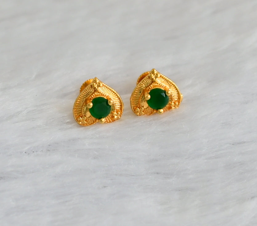 Gold tone emerald heart earrings dj-47288