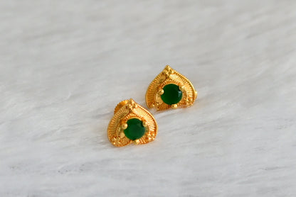 Gold tone emerald heart earrings dj-47288