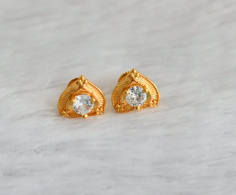 Gold tone white heart earrings dj-47287