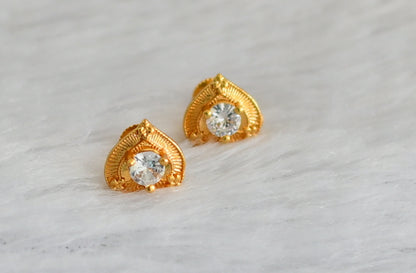 Gold tone white heart earrings dj-47287