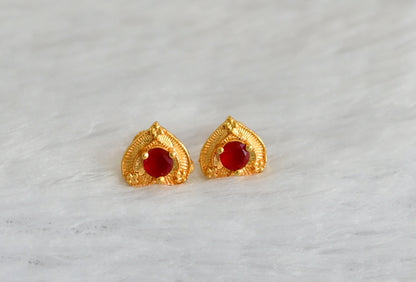 Gold tone red heart earrings dj-47289