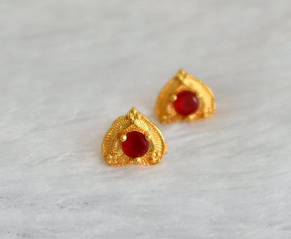 Gold tone red heart earrings dj-47289