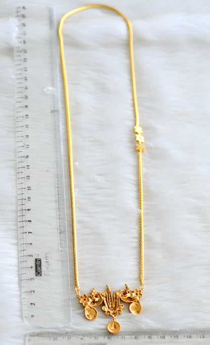 Gold tone peacock Nama pendant with flower mugappu chain dj-42594