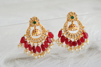 Matte finish cz maroon bali earrings dj-31268