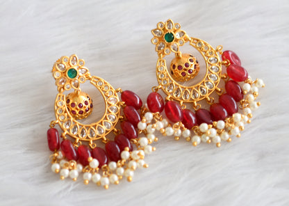 Matte finish cz maroon bali earrings dj-31268