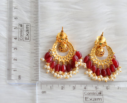 Matte finish cz maroon bali earrings dj-31268