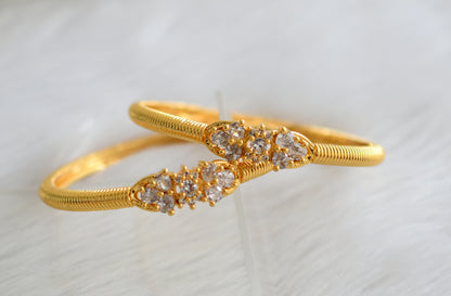 Gold tone cz white stone kada/bangles (2.8) dj-31283