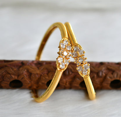 Gold tone cz white stone kada/bangles (2.8) dj-31283