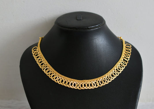 Gold tone kerala style round necklace dj-46560