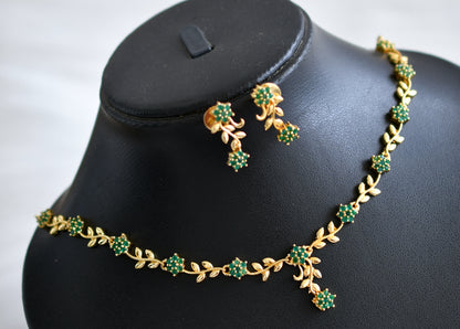 Gold tone green nakshatra necklace set dj-03830