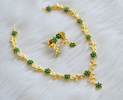 Gold tone green nakshatra necklace set dj-03830