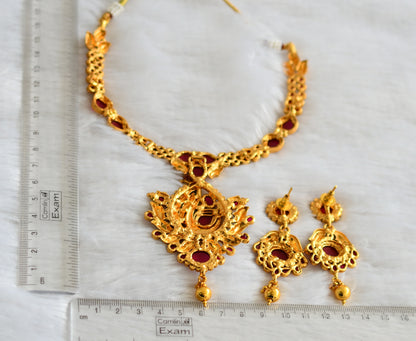 Royal Antique Kemp Meenakari Peacock Necklace Set-dj09163