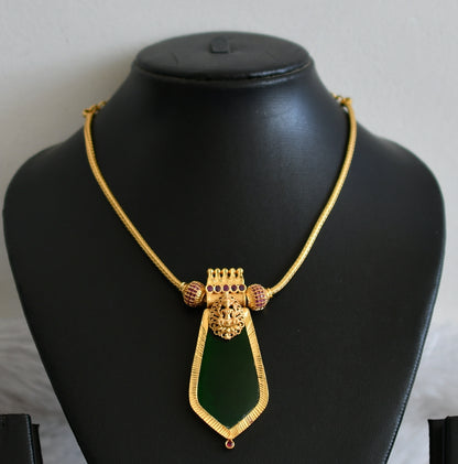 Gold tone kerala style ruby-green nagapadam lakshmi kodi necklace dj-49097