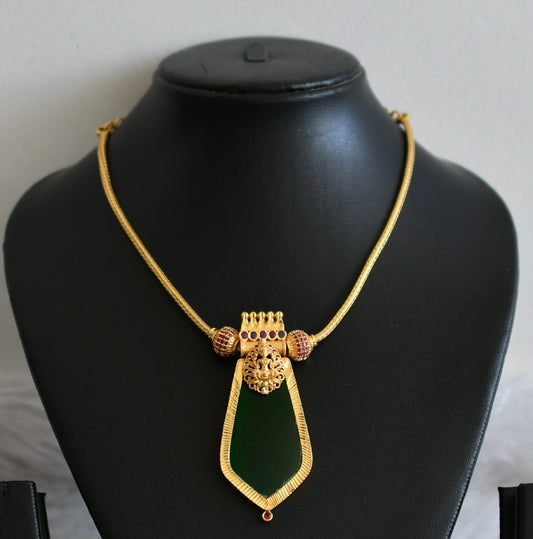 Gold tone kerala style ruby-green nagapadam lakshmi kodi necklace dj-49097