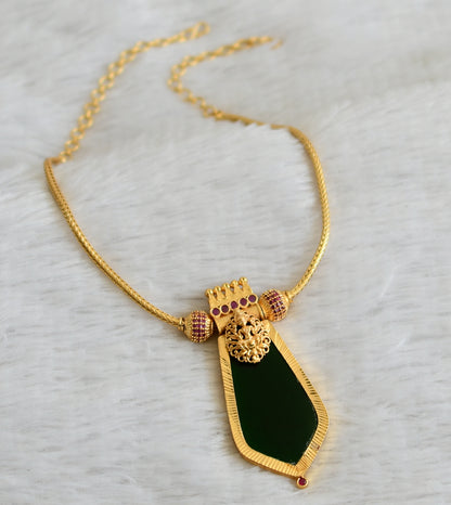 Gold tone kerala style ruby-green nagapadam lakshmi kodi necklace dj-49097