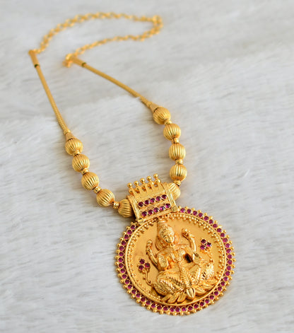 Gold look alike ad pink big 3D lakshmi kodi necklace dj-49102