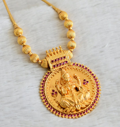 Gold look alike ad pink big 3D lakshmi kodi necklace dj-49102