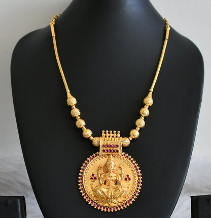 Gold look alike ad pink big 3D lakshmi kodi necklace dj-49103