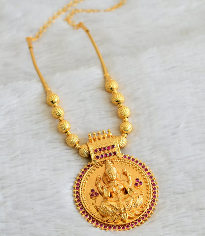 Gold look alike ad pink big 3D lakshmi kodi necklace dj-49103