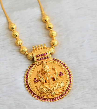 Gold look alike ad pink big 3D lakshmi kodi necklace dj-49103