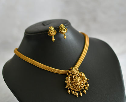 Matte finish lakshmi elephant peacock choker necklace set dj-47335