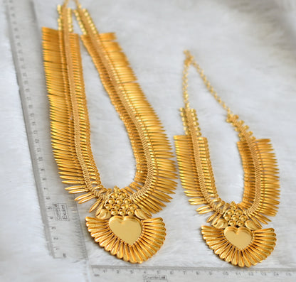 Matte gold tone kerala style heart mulla mottu combo haar set dj-49096