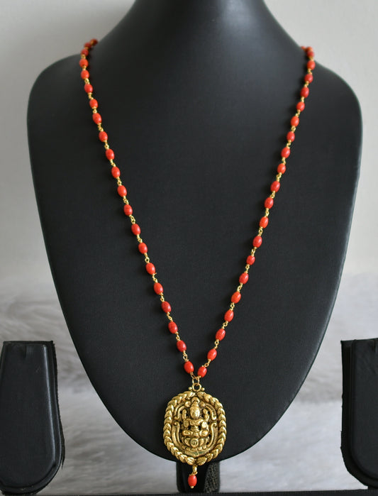 Antique coral chain Lakshmi pendant dj-41969