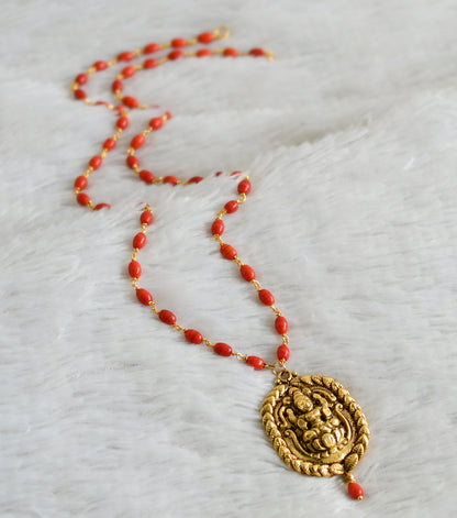 Antique coral chain Lakshmi pendant dj-41969