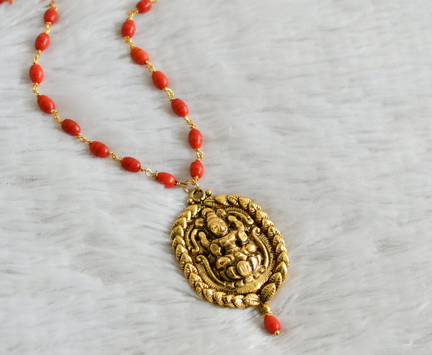 Antique coral chain Lakshmi pendant dj-41969