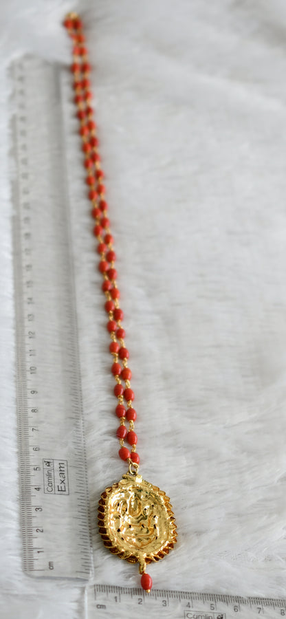 Antique coral chain Lakshmi pendant dj-41969